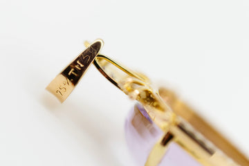 18ct Yellow Gold Amethyst and Diamond Tear-Drop Shaped Pendant #1012