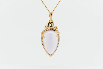 18ct Yellow Gold Amethyst and Diamond Tear-Drop Shaped Pendant #1012