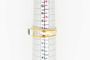 9ct Yellow Gold Square Emerald in Bevel Setting with Pave Diamonds #19853