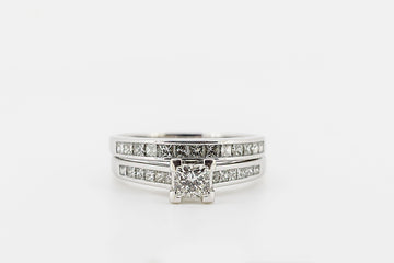 18ct White Gold and Diamond Engagement and Wedding Ring Set #20519