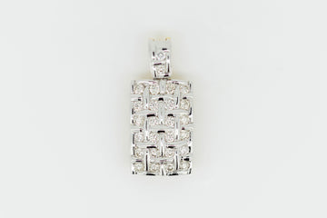 18ct Yellow and White Gold Crosshatch Pattern with Diamonds Ring and Pendant Set #213597