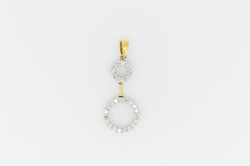 18ct White Gold 2 Circle Diamond Pendant and Chain #25687-a