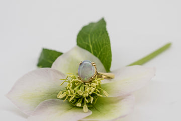18ct Yellow Gold Australian White Opal Cabochon Ring #26001-9