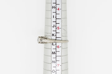 ANTIQUE 18CT WHITE GOLD RING WITH OLD MINE CUT DIAMOND