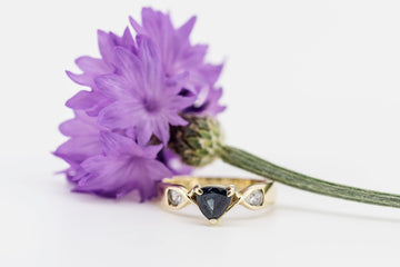 14CT Yellow Gold Blue Sapphire and Diamond Ring #26866-2