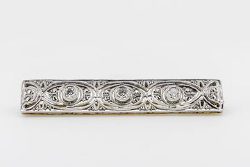 14ct White Gold Antique Hand Made Vintage Broach with Old Diamonds #27099