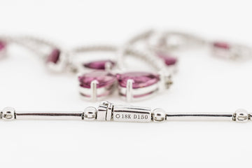 18ct White Gold Necklace with Diamonds and Pink Sapphire #27102