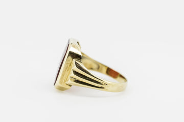 14CT Yellow Gold Retro Ring With Chalcedony Carnelian Agate #27108