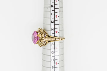 16CT Yellow Gold Antique Ring With Simulant Pink Sapphire #27110