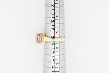 9CT GOLD ANTIQUE RING WITH PINK SAPPHIRE SIMULANT