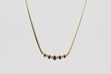 9ct Gold Necklace with Simulation Ruby Pendant