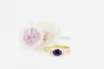 18ct Yellow Gold Amethyst and Diamonds Ring # 27366-3
