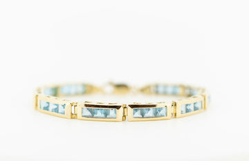 14ct Yellow Gold Bracelet with Aquamarine # 27367