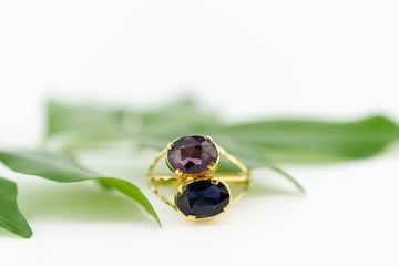 9ct Yellow Gold Amethyst and Blue Sapphire Ring #27392-2