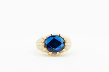9ct Yellow Gold Cocktail Ring with Blue Sapphire #275230