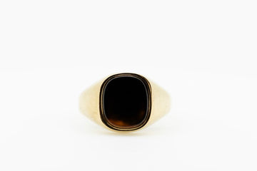 9ct Yellow Gold Black Onyx Men's Signet Ring #275233
