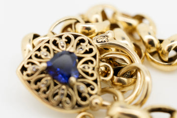 9ct Yellow Gold with Sapphire Gold Bracelet With Heart Locket #27619