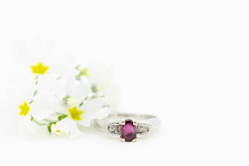 14CT White Gold Ring with Pink Tourmaline and Diamonds #27643