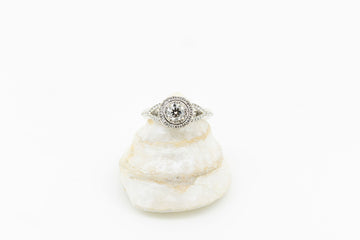 9CT White Gold Halo Ring with Cubic Zirconia #27651