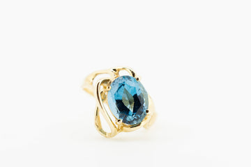 Custom made 14CT GOLD ring WITH BLUE TOPAZ