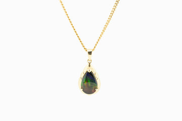 9ct Yellow Gold Opal Pendant and Necklace #27772