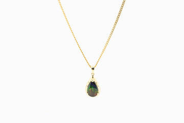 9ct Yellow Gold Opal Pendant and Necklace #27772