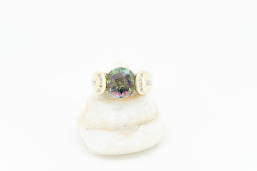 9ct Yellow Gold Mystic Topaz Ring With Diamond Accents #27898-2