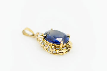 14ct Yellow Gold Blue Sapphire and Diamond Pendant #27898-4