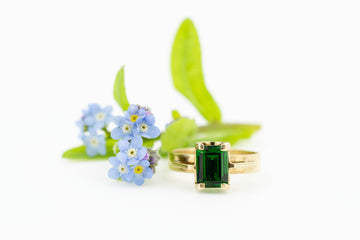 9ct Yellow Gold Emerald Cut Green Elbaite Tourmaline #27898-9