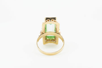 9ct Yellow Gold Rectangle Cut Light Green Elbaite Tourmaline Ring #27900-3