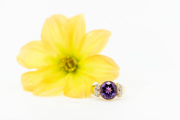 14ct Yellow Gold Amethyst and Diamond Cocktail Ring #28010