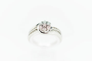 9ct White Gold Floral Shape Cubic Zirconia Ring #28428