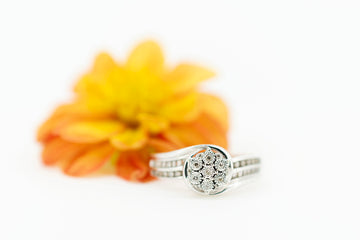 9ct White Gold Floral Shape Cubic Zirconia Ring #28428