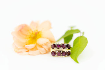 9ct Yellow Gold 8 Rubies and Accent Diamond Ring #28434