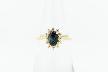 14ct Yellow Gold Blue Sapphire and Diamond Jewellery Set #28437
