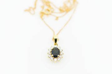 14ct Yellow Gold Blue Sapphire and Diamond Jewellery Set #28437