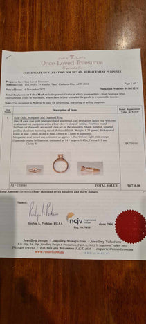 18ct Rose Gold, Morganite and Diamond Ring #25717