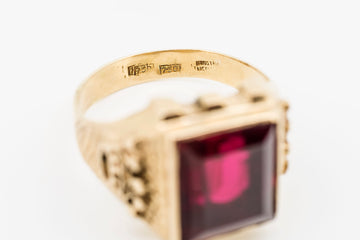 18ct Yellow Gold Rolex Inspired Men's Ring With Ruby Stone #5700
