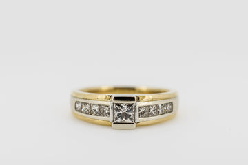 18ct White Gold over Yellow Gold, Diamond Ring