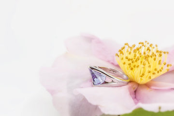9ct White Gold Unique Ring with Amethyst Stone # 90809