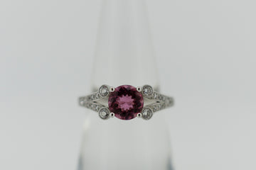 18ct White Gold Pink Tourmaline with Diamond Chanel Accent Stones #9350