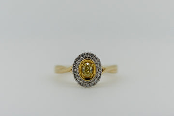 14ct Yellow Gold Halo Ring With 0.34ct Yellow Sapphire and Diamonds #9351