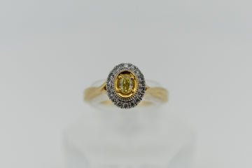 14ct Yellow Gold Halo Ring With 0.34ct Yellow Sapphire and Diamonds #9351