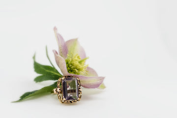 14CT Yellow Gold Cocktail Ring With Light Purple Amethyst #K12