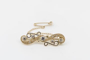 10ct Yellow Gold Antique Broach With Old Mine Cut Diamonds #OL1D