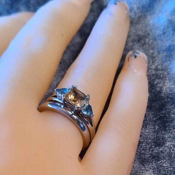 950 Platinum Ring Set With Citrine & Aquamarine #950PT