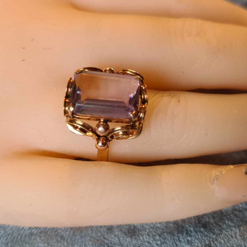 14CT Yellow Gold Cocktail Ring With Light Purple Amethyst #K12