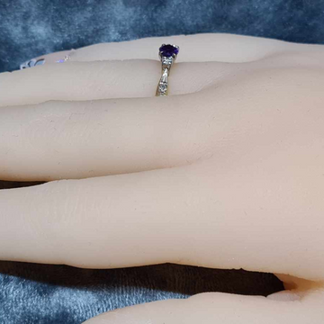 18ct Yellow Gold Amethyst and Diamonds Ring # 27366-3