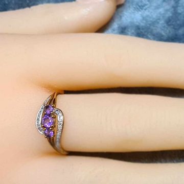 9ct Yellow Gold Ring With Amethyst and Cubic Zirconia #26090-3