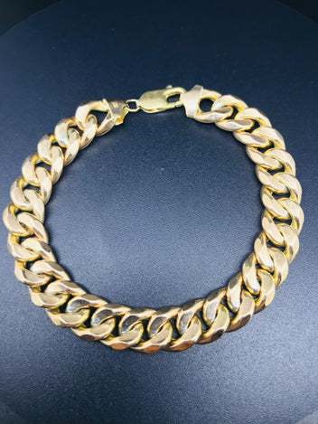 9ct Gold Silver filled Chunky Curb Bracelet 1189